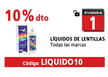 10% de descuento en líquidos de lentillas con código LIQUIDO10