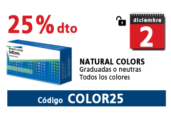 25% descuento en lentillas Natural Colors con código COLOR25