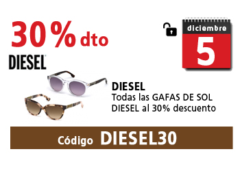 30% descuento en Gafas de Sol Diesel con código DIESEL30