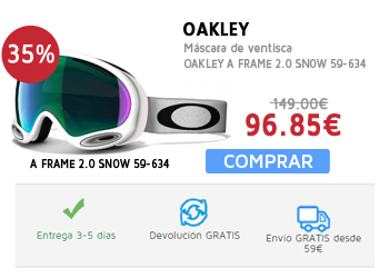 35% de descuento en Máscara de ventisca OAKLEY A FRAME 2.0 SNOW 59-634